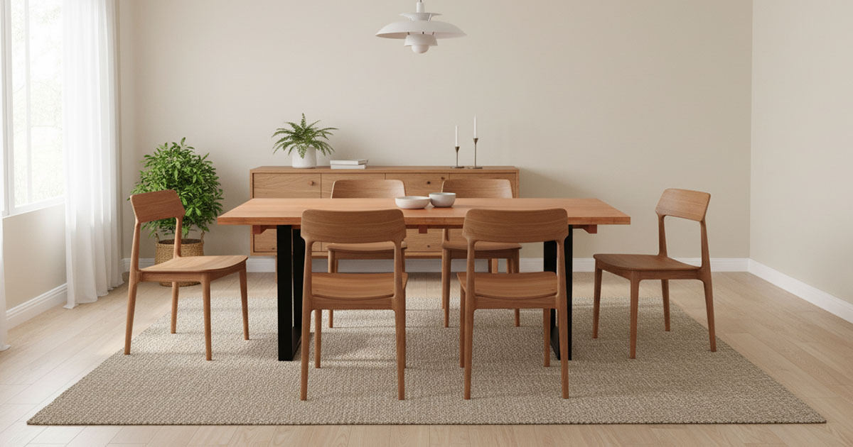 timber and veneer dining table
