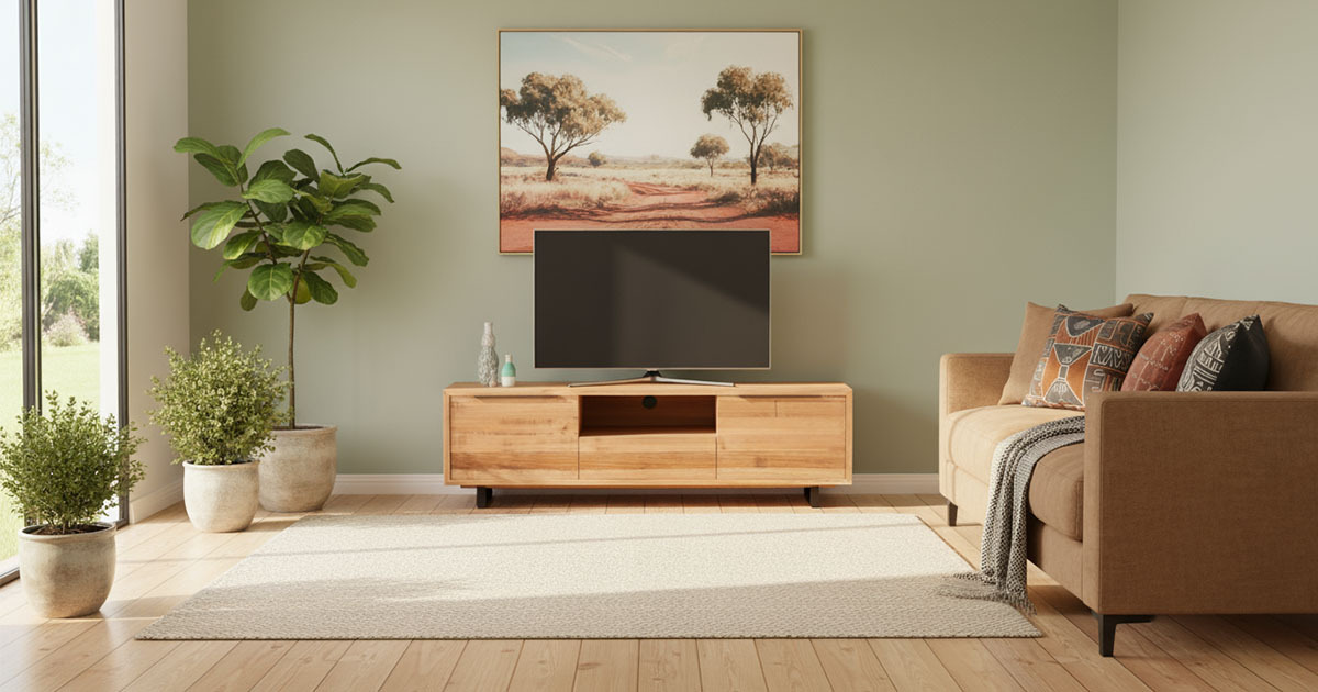 Solid timber veneer entertainment unit
